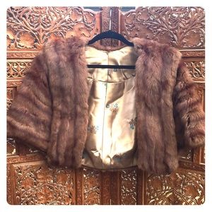 Vintage real fur shrug stole cape mink